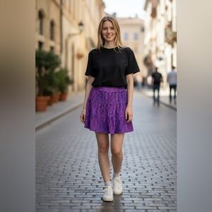 Prana - SMALL- Purple and Pink Mini Skirt Paisley Breathe